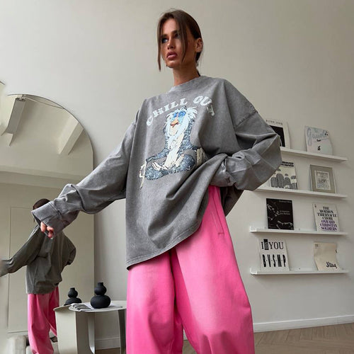 Kvinders afslappede sweatshirt med alsidigt grafisk print Stilla