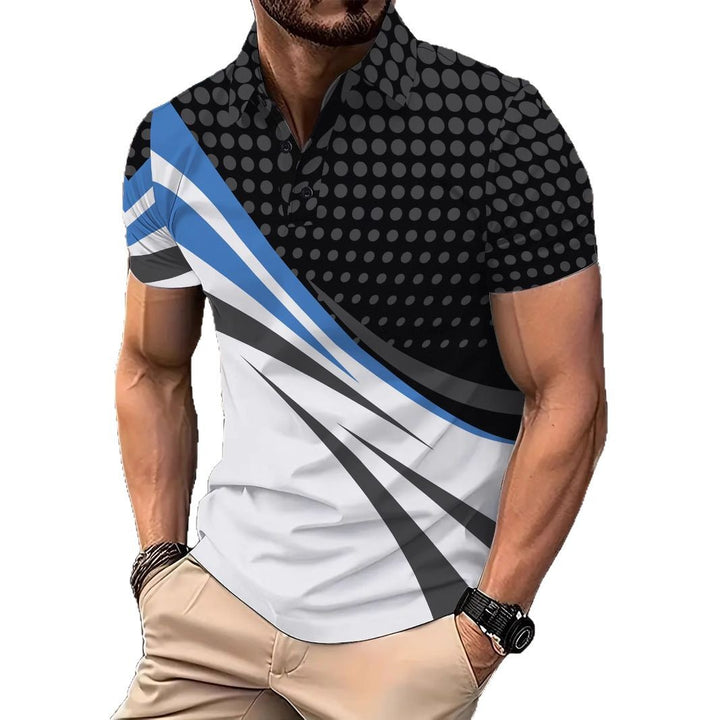 Herren poloshirt med dynamisk grafikdesign og høj kvalitets funktionsmateriale Stilla
