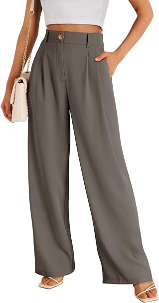 Dame bred High-Waist bukser med elegant frontfold og praktiske lommer Stilla