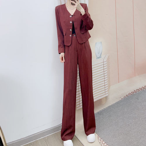 Damer elegant Business-jakke med moderigtig blazer og bred bukser Stilla