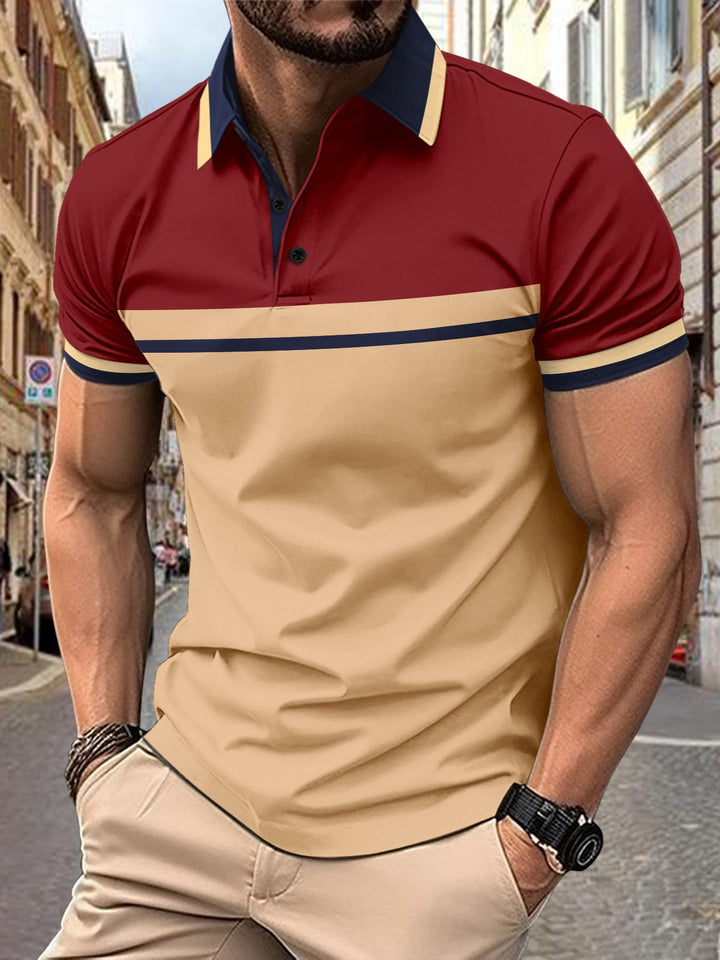 Herre polo t-shirt med stilfuldt farveblokdesign og kontrasterende accenter Stilla