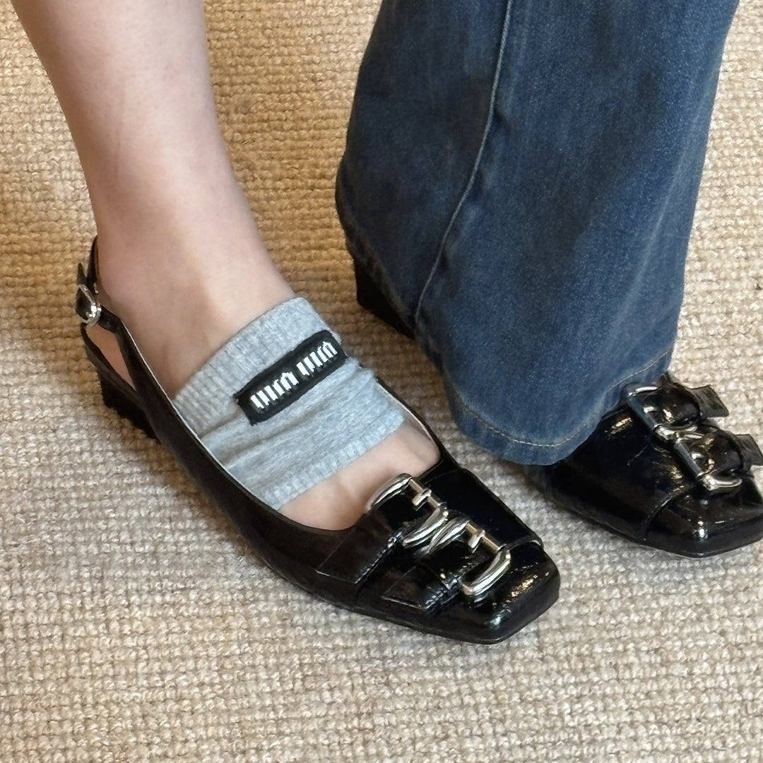 Kvindernes elegante Slingback-flade sko med dekorativ bue-detalje Stilla