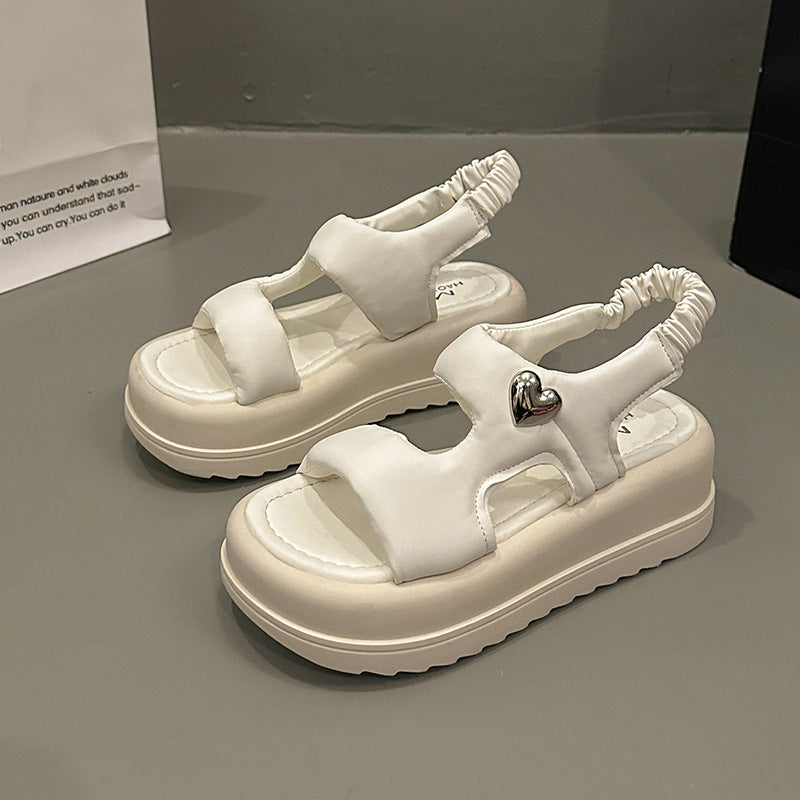 Dame Sporty Plateau-Sandaler med fleksible remme og mode hjerteaccent Stilla
