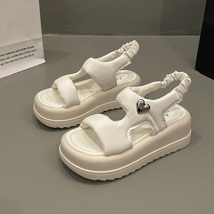 Dame Sporty Plateau-Sandaler med fleksible remme og mode hjerteaccent Stilla