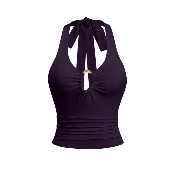 Kvindernes crop top med moderigtig halterneck design og chic bånd