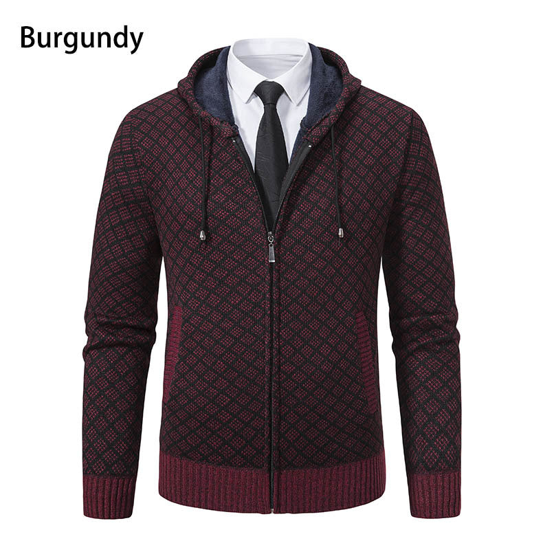 Herrer Textureret Zip-Up Hoodie med mønsterdesign Stilla