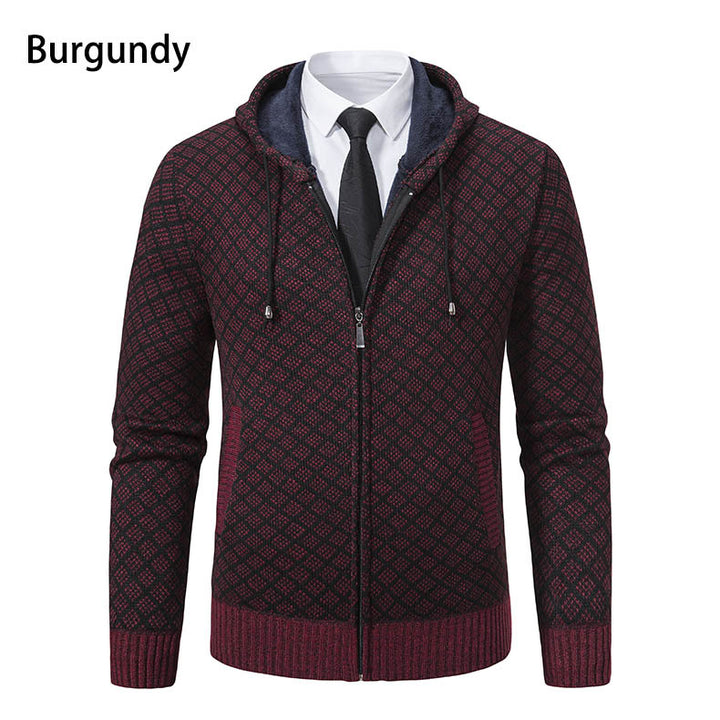 Herrer Textureret Zip-Up Hoodie med mønsterdesign Stilla