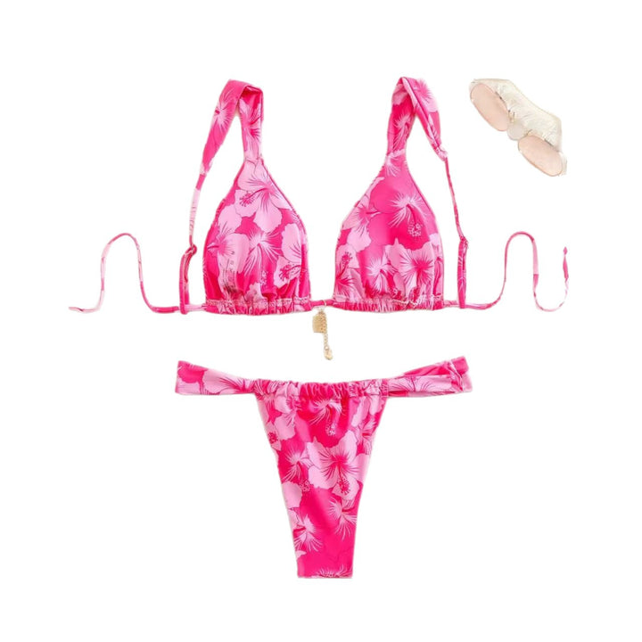 Dame triangel-bikini med floralt design og justerbare stropper Stilla