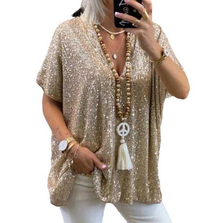 Stilla | Casual Pullover Paillet V-Hals T-shirt