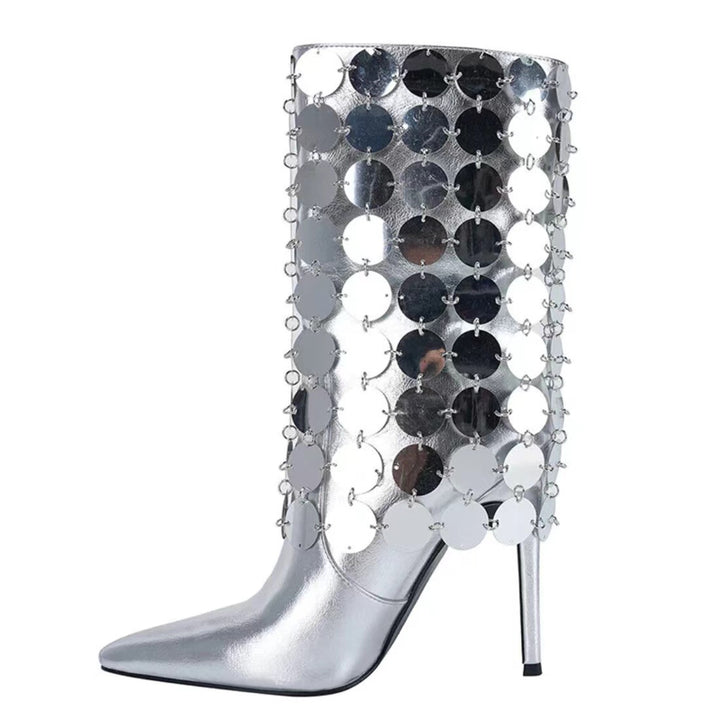 Femme High-Stiletto Metallic Overlay Ankelstøvler Stilla