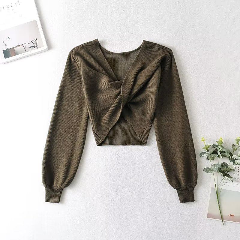 Dame Crop-Cardigan med elegant vinkellook og voluminøse ærmer Stilla