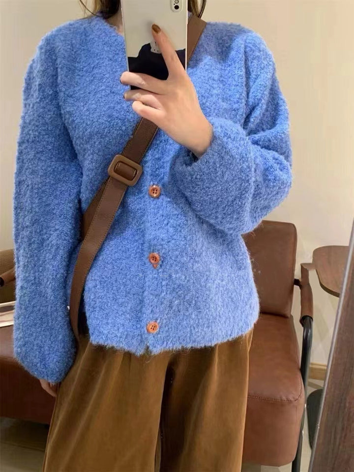 Dame Cozy Cardigan med Knapper og Løs Pasform Stilla