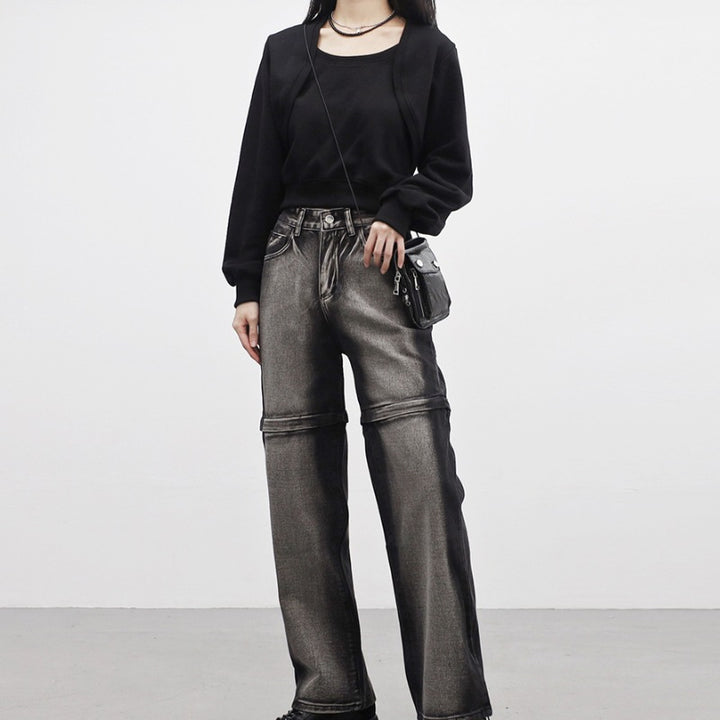 Dame cropped sweatshirt jakke med bløde ærmer Stilla