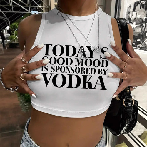 Dame Crop-Top med inspirerende tekst og figursyet design Skovae