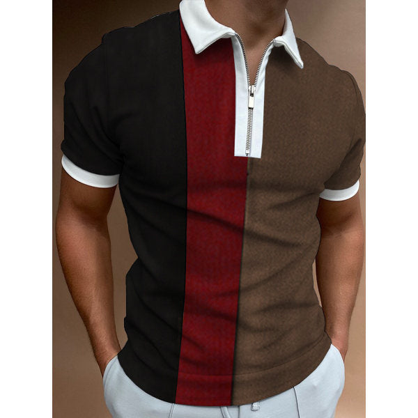 Herren farveblok zip-up polo shirt Stilla