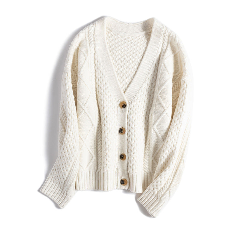 Femme Chunky Strikjakke med struktureret sting Stilla