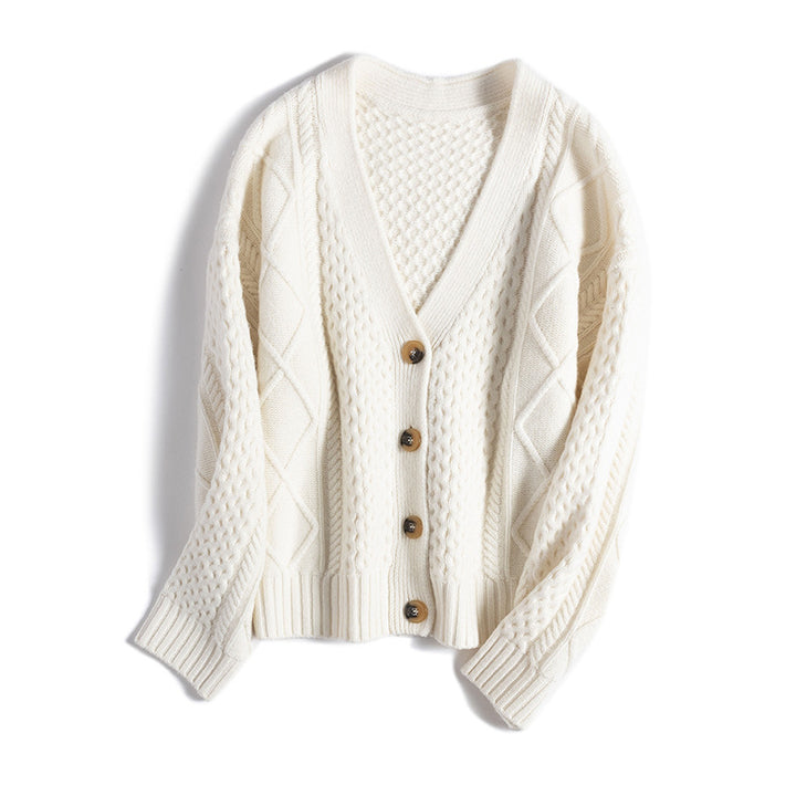 Femme Chunky Strikjakke med struktureret sting Stilla