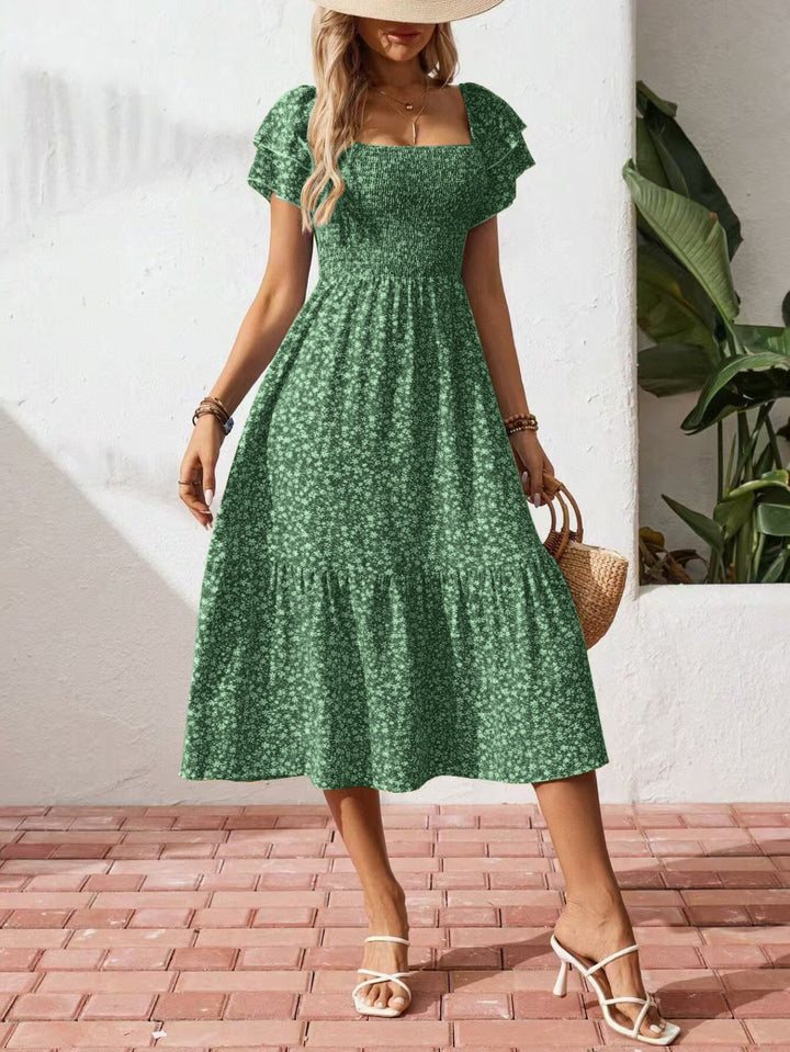 Dame Off-Shoulder Maxikjole med blomsterdesign og elastisk overdel Skovae