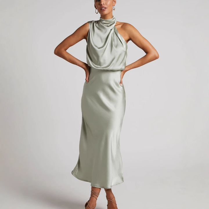 Dame Maxikjole med elegant Drapé Stilla