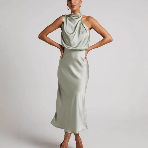 Dame Maxikjole med elegant Drapé Stilla