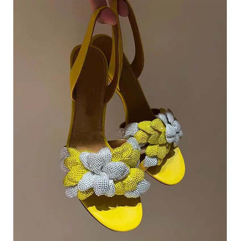 Dame rhinestone-besatte slingback-sandaler med knude-detail Stilla