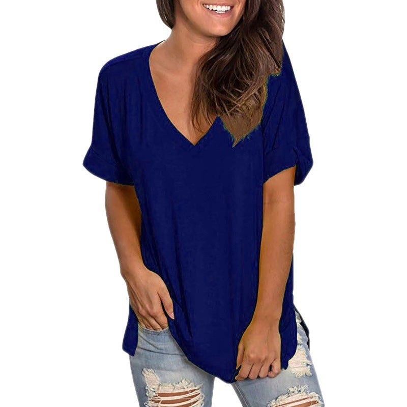 Dame Casual V-hals Løs Top Stilla