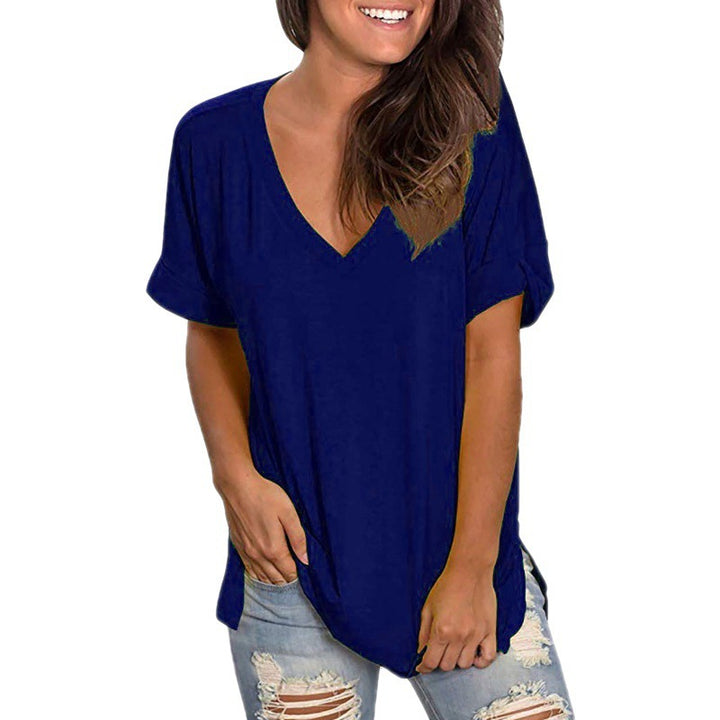 Dame Casual V-hals Løs Top Stilla