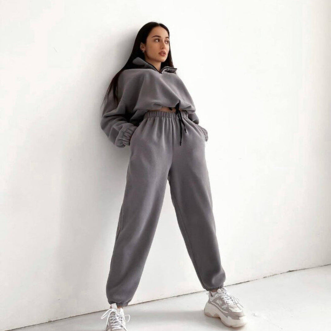 Stilla | Casual Loose Zip Stand Collar Sweatshirt Sæt