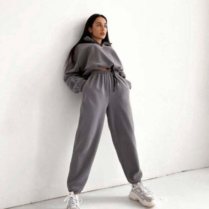 Stilla | Casual Loose Zip Stand Collar Sweatshirt Sæt