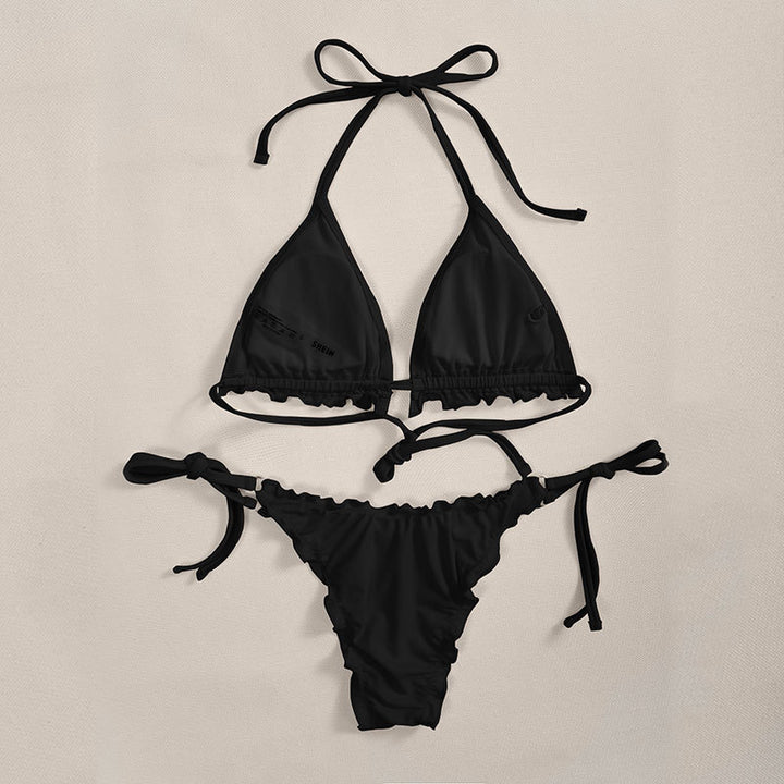 Dame triangel-bikini med legende flæse-design Skovae
