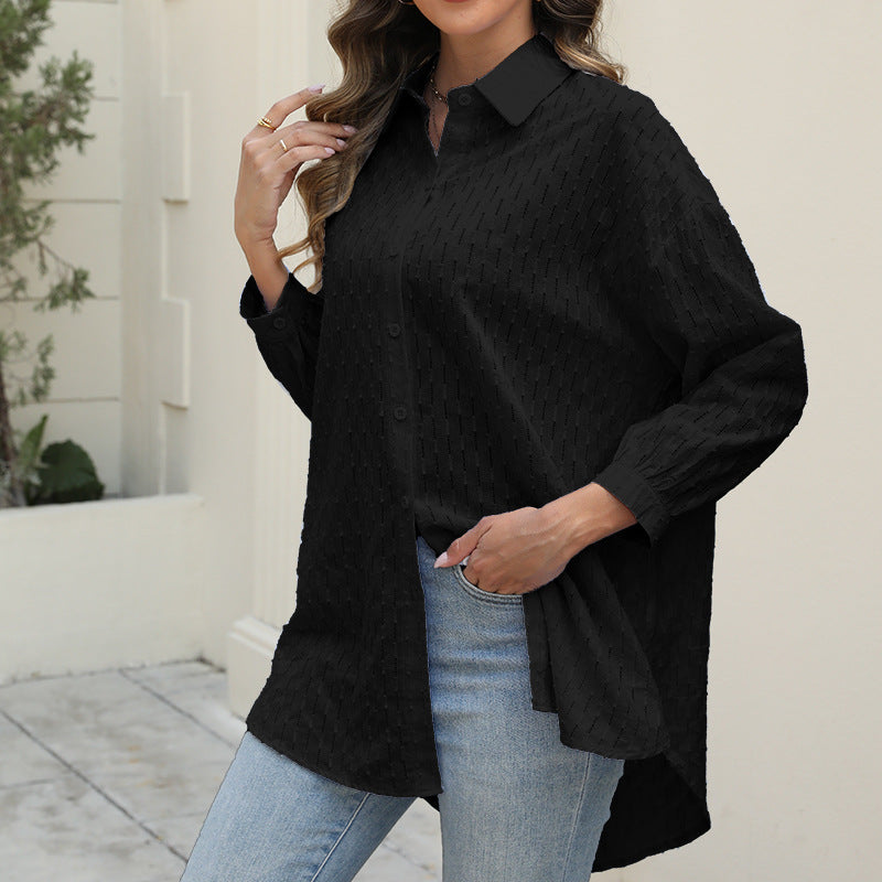 Dame Oversized Skjortebluse med Struktur Stilla