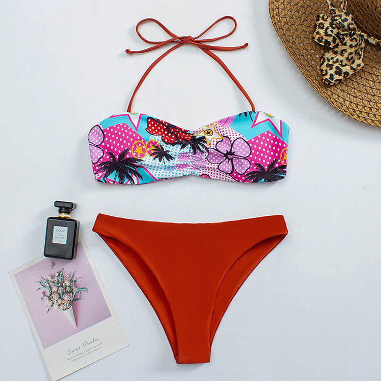 Dame Bandeau-bikini-sæt med floral design Stilla