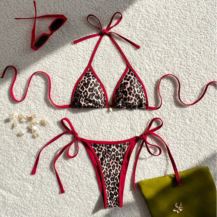 Dame trekant bikini med trendy dyreprint og justerbare stropper Skovae