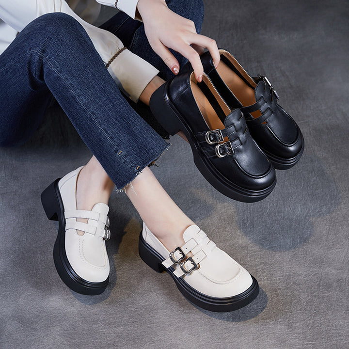 Dame Chunky Hæklet Slipper Loafers med dekorative spænder Stilla