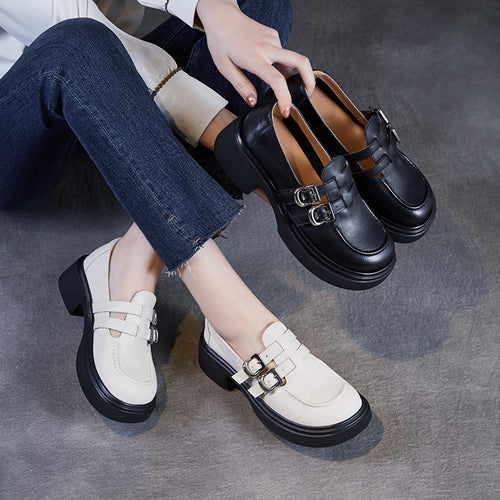 Dame Chunky Hæklet Slipper Loafers med dekorative spænder Stilla