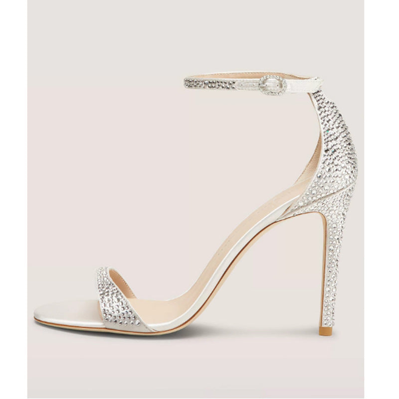 Femme Strappy Strass-dekorerede hæl sandaler Stilla