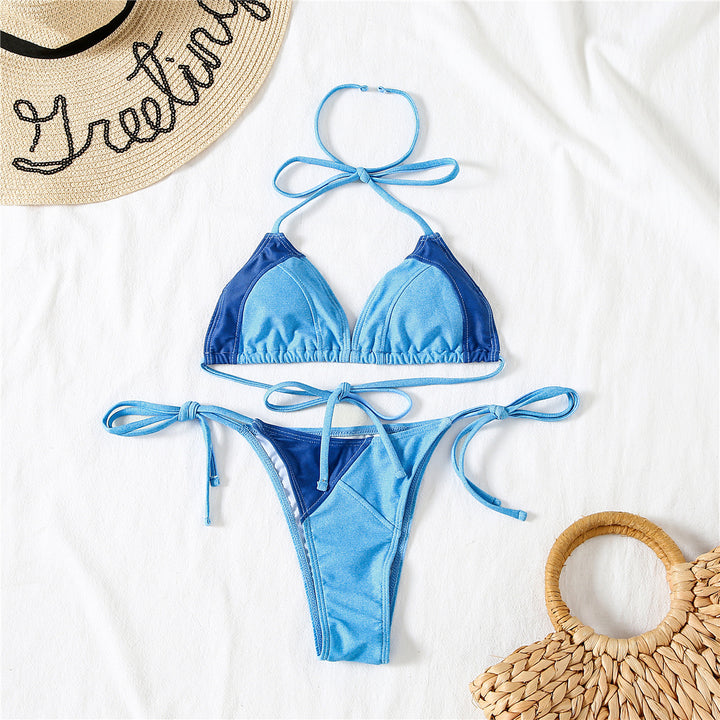 Dames Triangel-Bikini med justerbar bindebånd og fint detalje-design Stilla