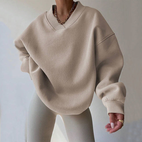 Kvinders oversized sweatshirt med V-hals Skovae