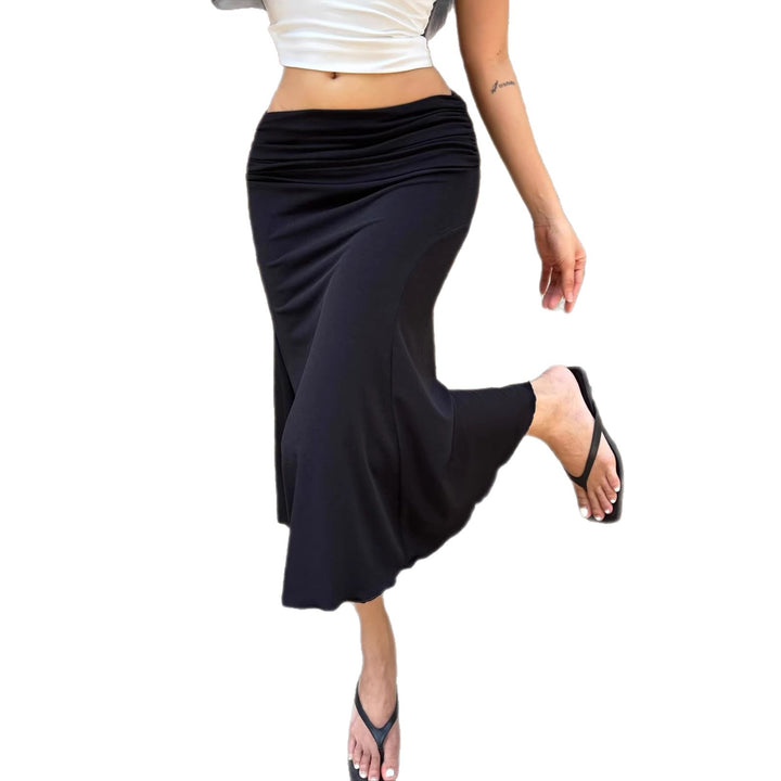 Dame Elegant Wrap Skirt med rynket talje og svajende kant Skovae
