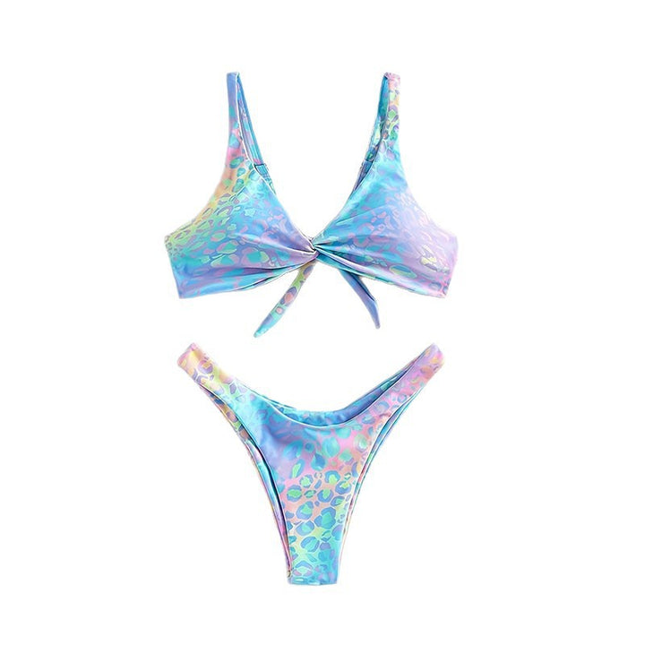 Dame Triangle-bikini med moderne leopardmønster og legende knude Skovae