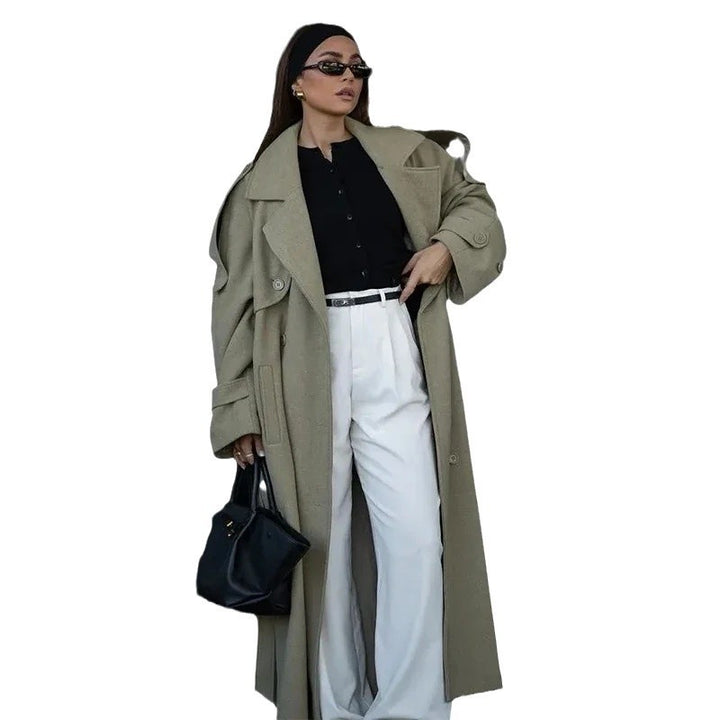Damer Mode Oversized Frakke med Justerbart Bælte Stilla