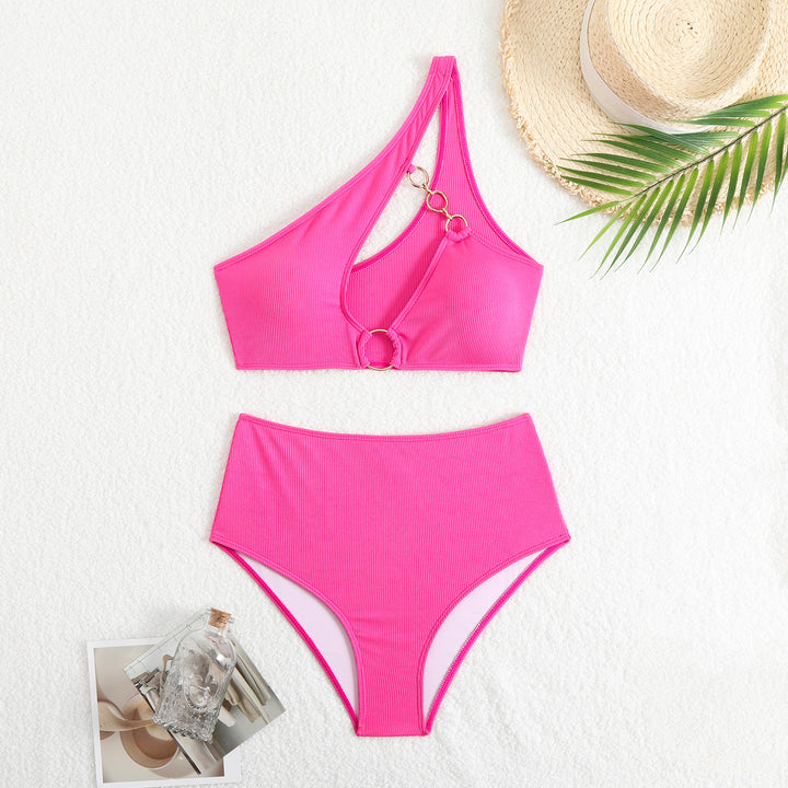 Dame bikini-sæt med asymmetrisk top og høj talje Stilla