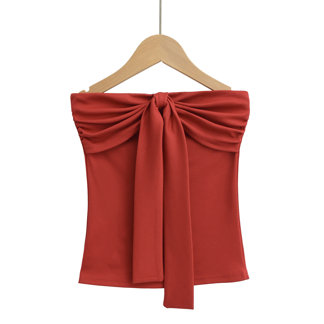 Dame Off-Shoulder Top med smagfuldt knudedetalje og blødt strækstof Stilla