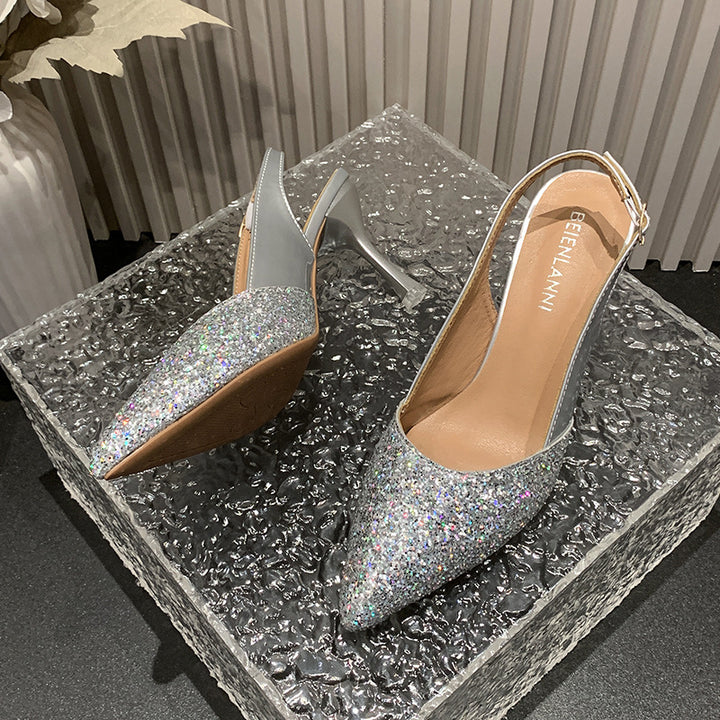 Dame elegante Slingback-pumps med funklende glimmerdesign Stilla