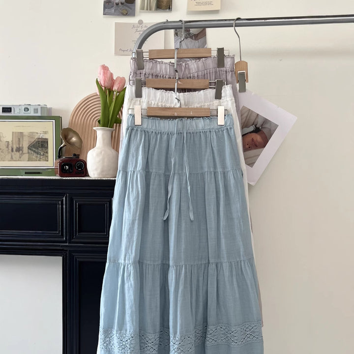 Femme Flowing Skjulte Midi Nederdel Stilla