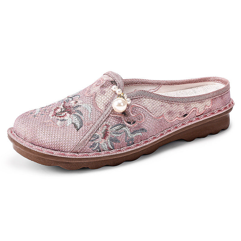 Femme dekorerede Slipper Clogs med blomsterbroderi Stilla