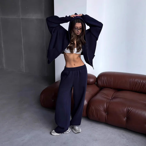 Damer Relaxed-Fit Hoodie og Joggingbukser Sæt Skovae