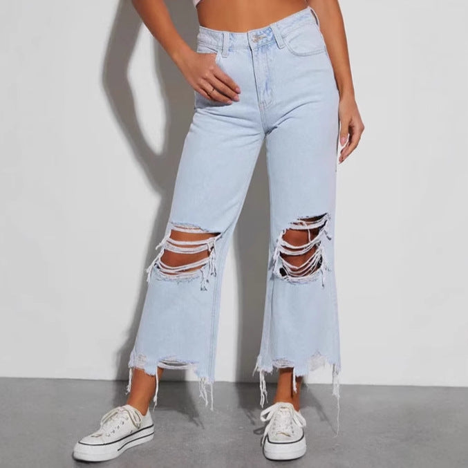 Kvinders Zestroyed Jeans med Løs Pasform og Frække Riv Stilla