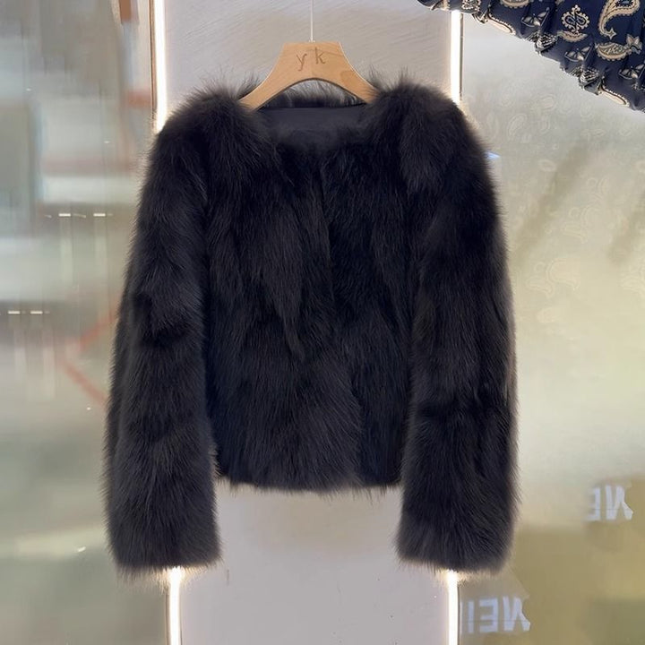 Kvinders elegante faux fur jakke med kort snit Stilla