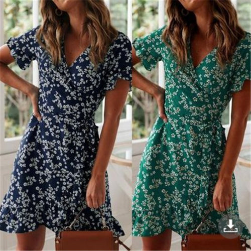 Dame Floral Wrap Kjole Stilla